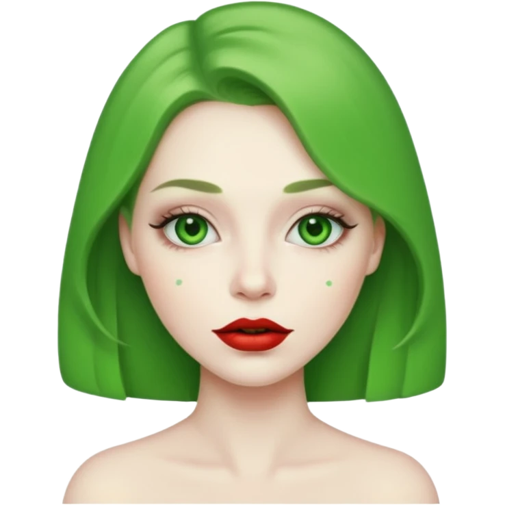 woman with green colored lips emoji