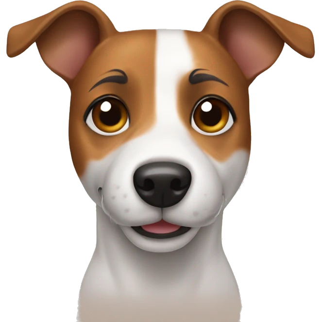 dog Jack Russell Terrier brown face and standing ears emoji
