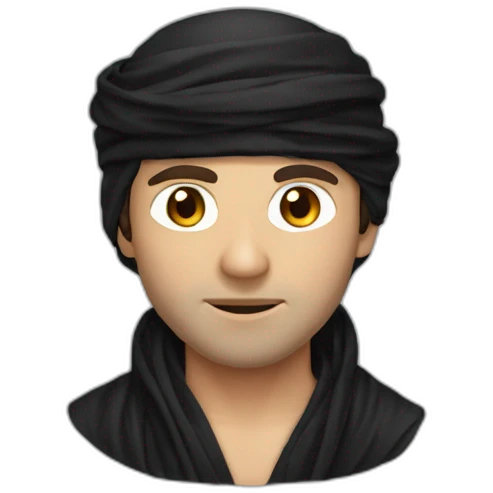 White Man wearing black omani musar, without side suspended cloth emoji