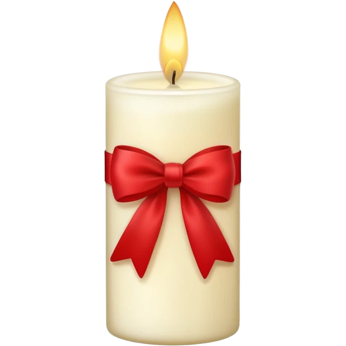 Soft vanilla long glass candle, with little red bow emoji
