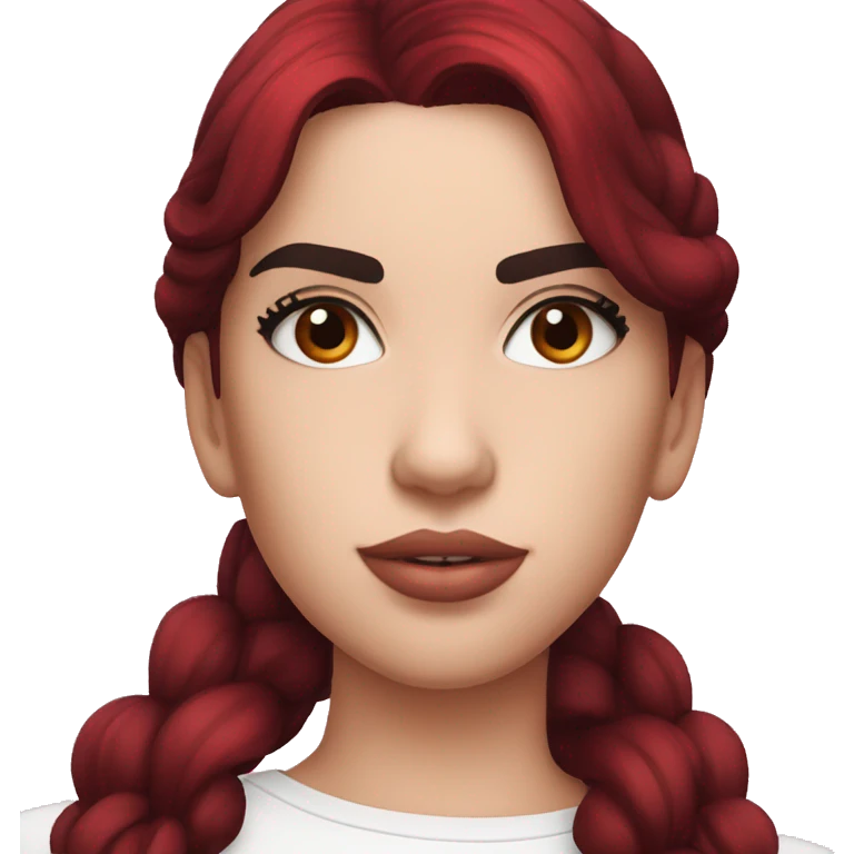 Dua Lipa with dark red hair emoji