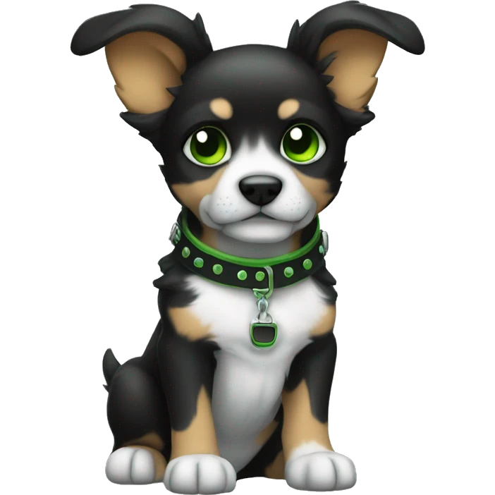 very feroce puppy black and green and punk emoji