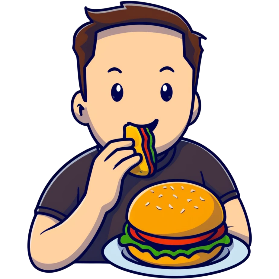 Elon musk eating burger  emoji