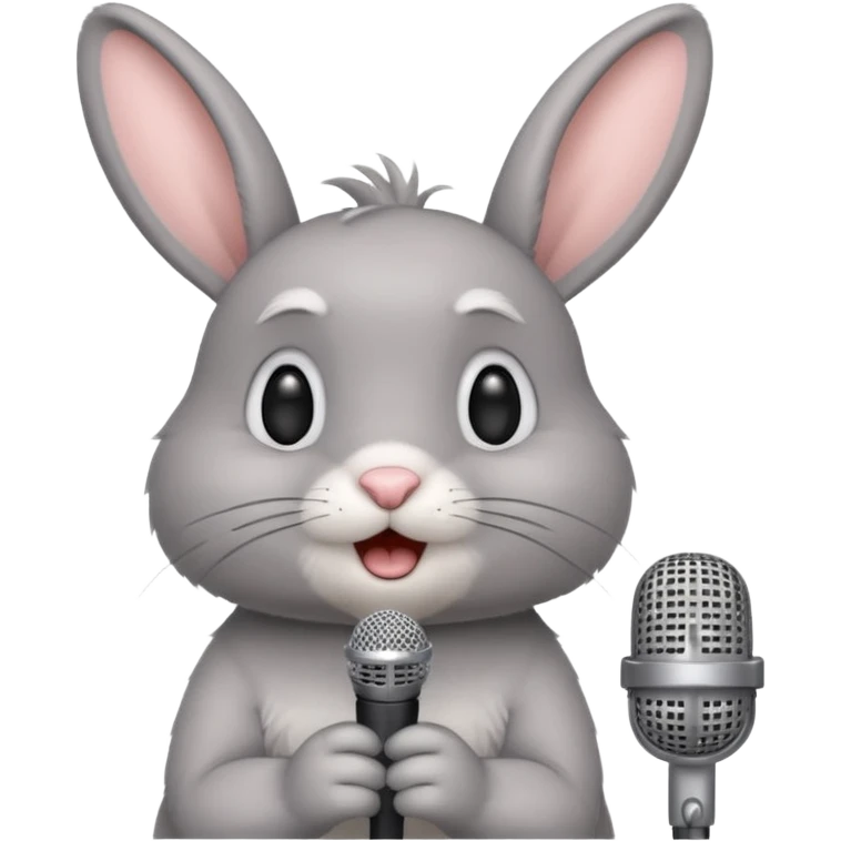 grey bunnie singing to mic emoji