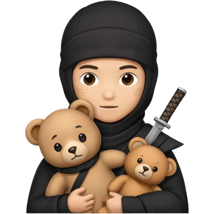 Ninja with teddy bear toy  emoji