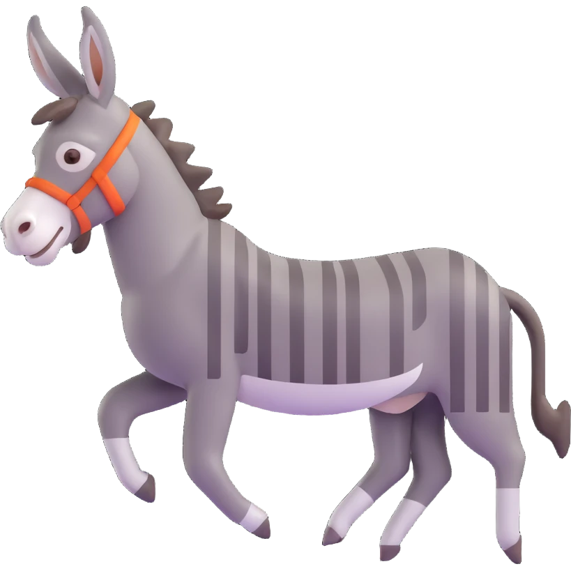 Make the donkey look like it is running extremely fast, with motion blur, speed lines, and a dynamic pose, in 3D emoji style. emoji