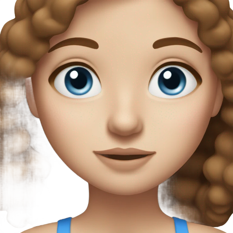 Girl putting on makeup blush and foundation on white skin while having Brown hair and blue eyes and freackles emoji