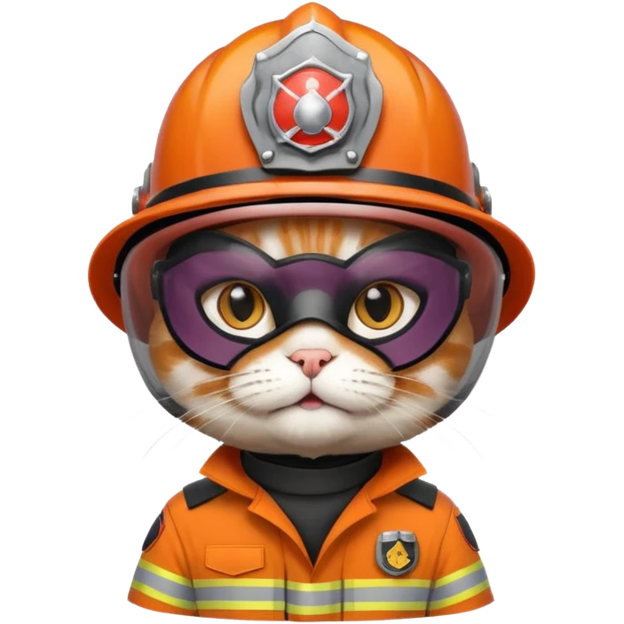Cat firefighter, uniform including helmet of uniform emoji