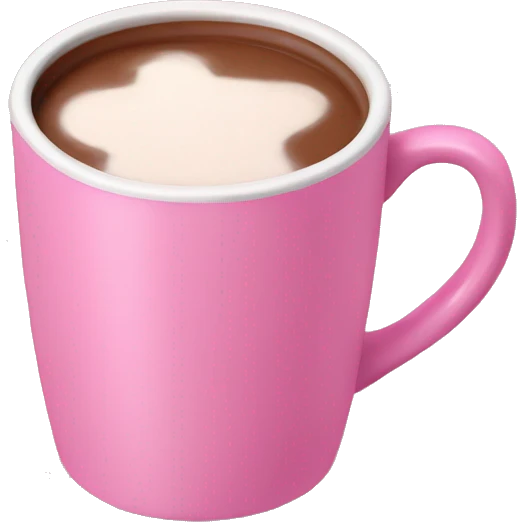 Hot chocolate milk in pink mug emoji
