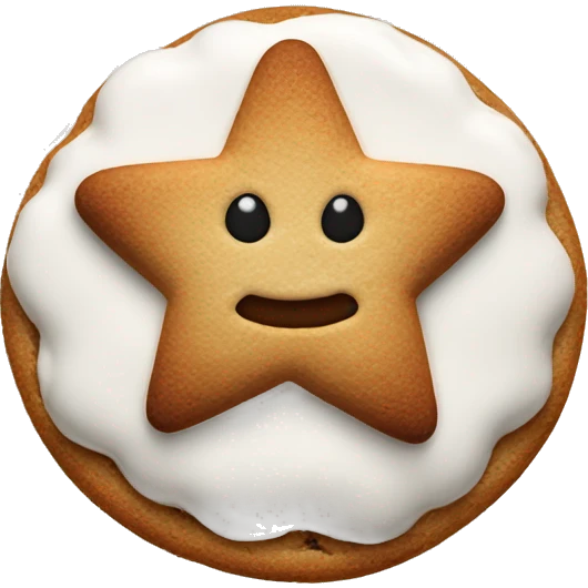 A cinnamon cookie in the form of a Star with white frosting emoji
