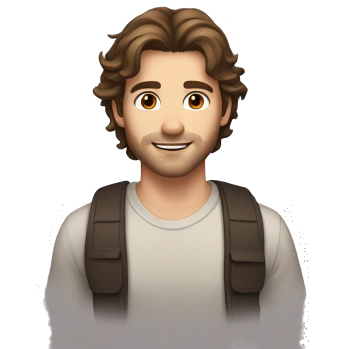 Cute man with shoulder length brown hair brown eyes and stubble emoji