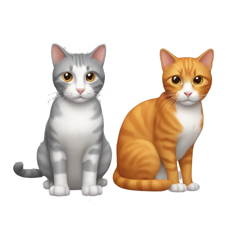 two cats, one gray and one ginger  emoji