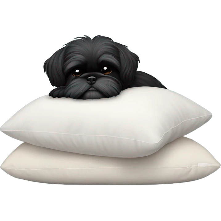 Black Shih Tzu terrier dog sleeping on a pillow emoji