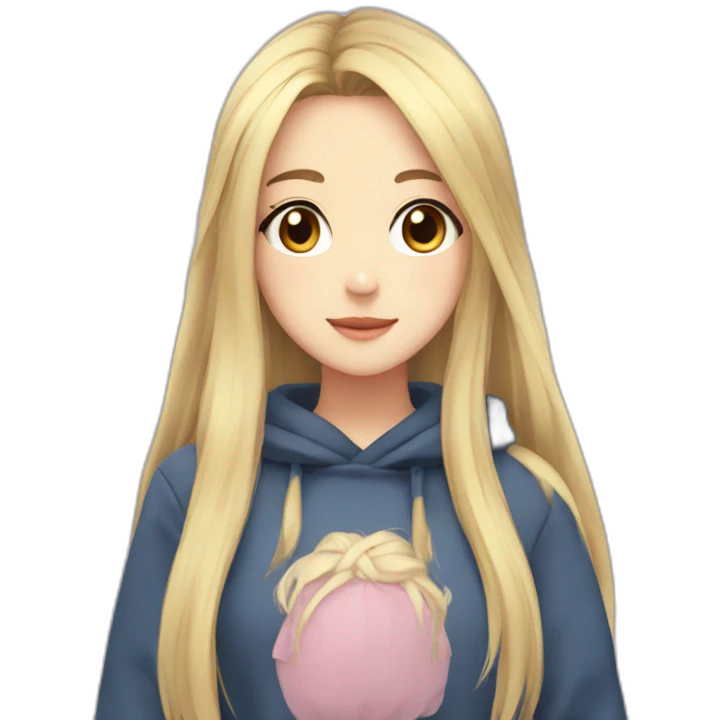 Anime girl with long hair blonde with suéter  emoji
