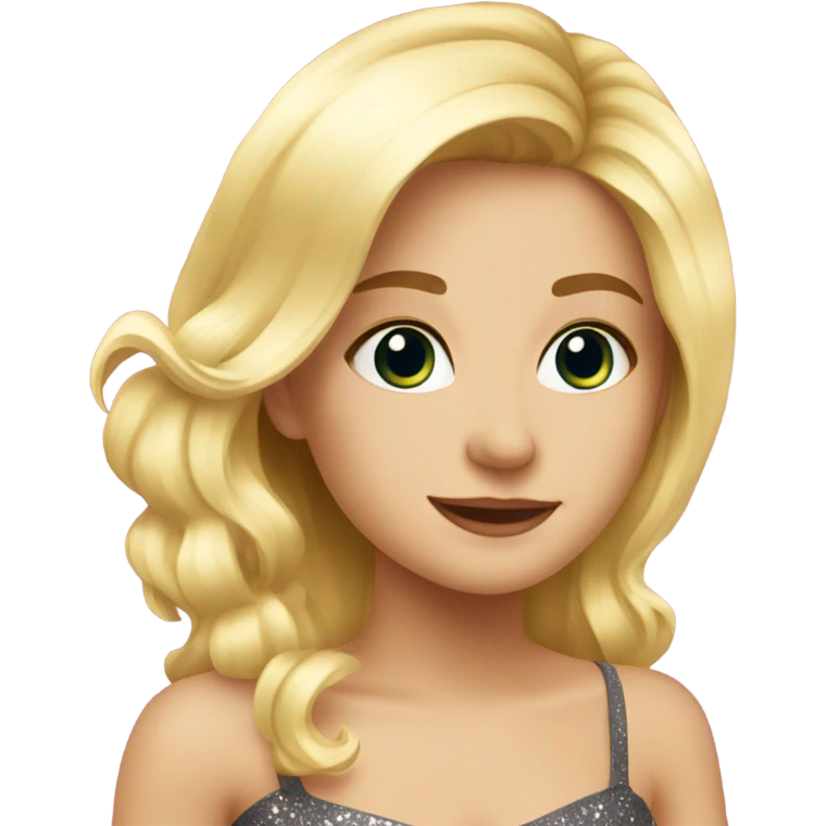 Blonde girl in dress at New Year’s party emoji