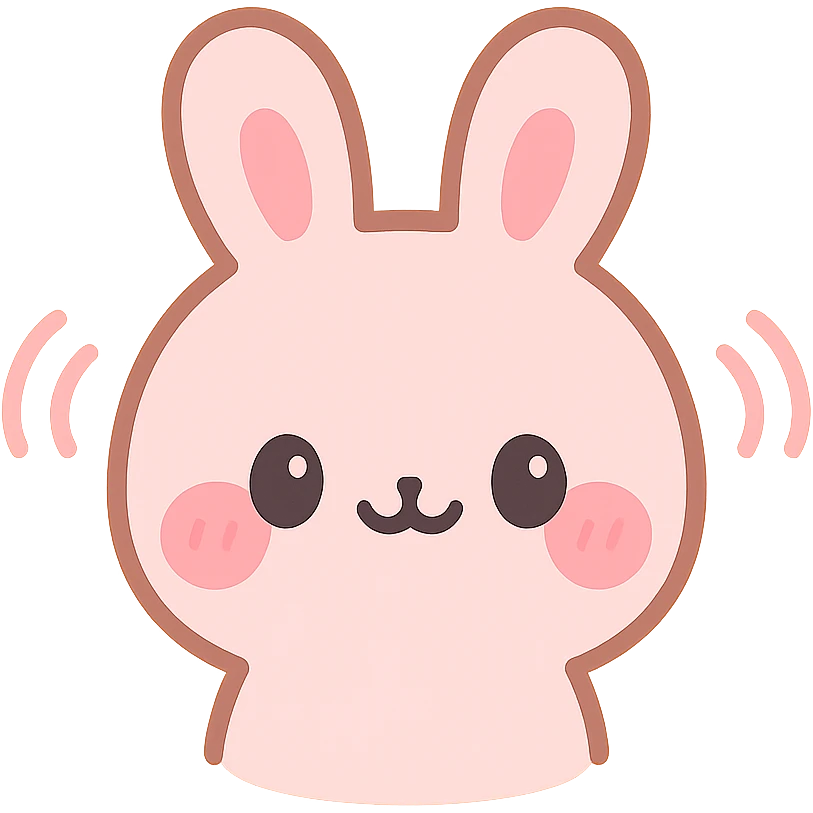 vibrating rabbit head, kawaii style, cute, blushing, motion effect emoji