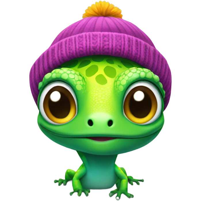 Gecko wearing a beanie emoji