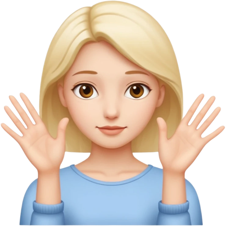 Girl with two hands in front no flowers and make them at different levels emoji