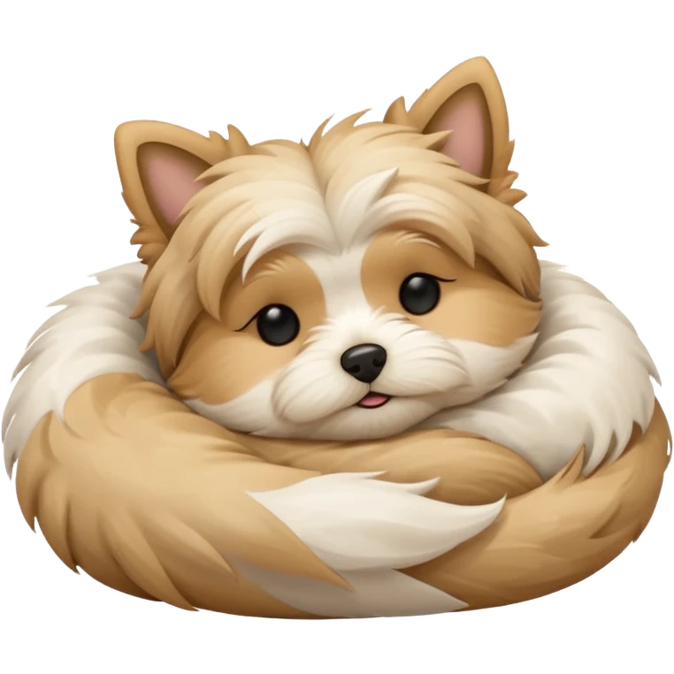 Morkie dog sleeping, curled up emoji
