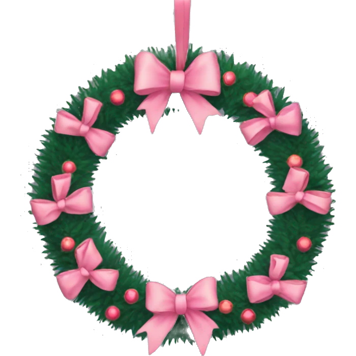 wreath with pink bows and lights christmas mood emoji