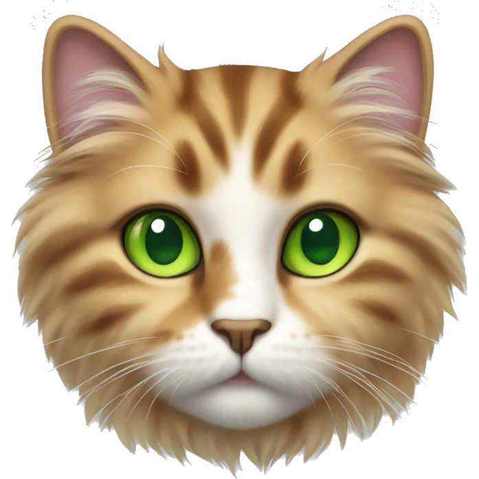 fluffy multi-colored cat with green eyes emoji