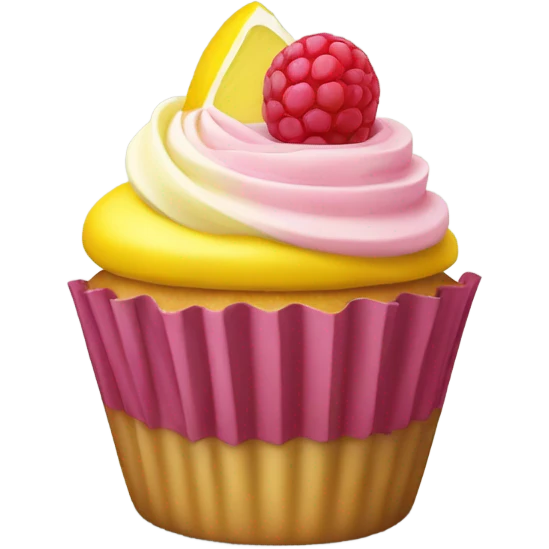 Lemon raspberry cupcake emoji