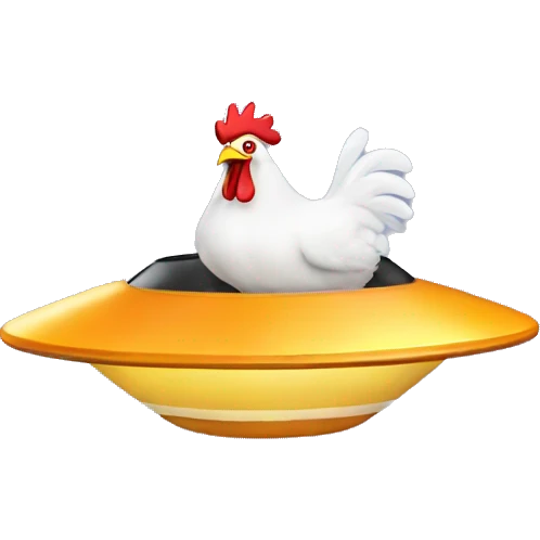 chicken driving in flying saucer emoji