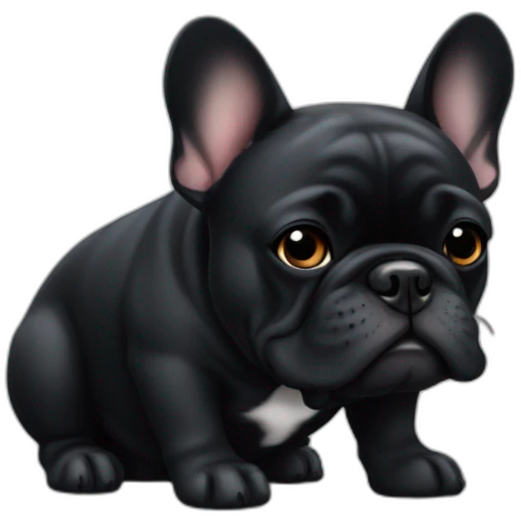 all black fat french bulldog emoji