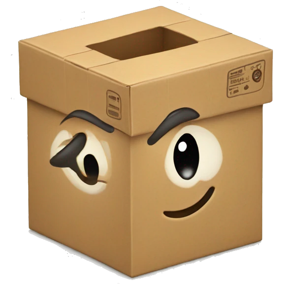thinking outside the box, a happy box w emoji