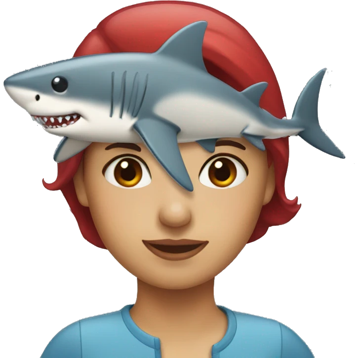 a woman with a shark on her head  emoji