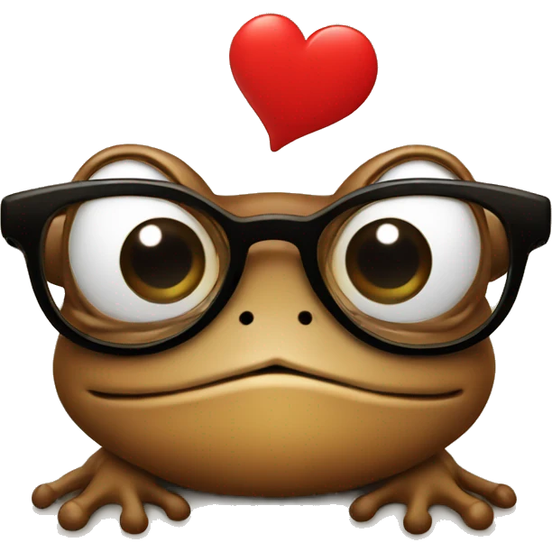 Brown frog in glasses with red hearts  emoji