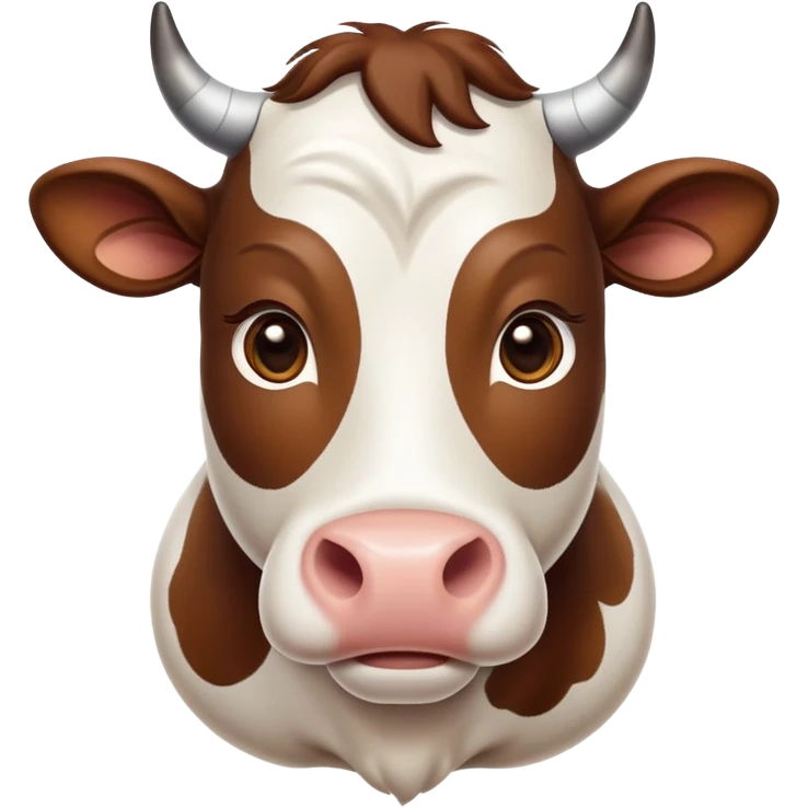 cinematic-noble-brown-and-white-cow-portrait-emoji,-poised-and-regal,-with-a-large,-sturdy-build-and-a-beautifully-patterned-hide-of-rich-brown-accented-by-crisp-white-patches,-deep-set-soulful-brown-eyes,-simplified-yet-sharp-and-sophisticated emoji
