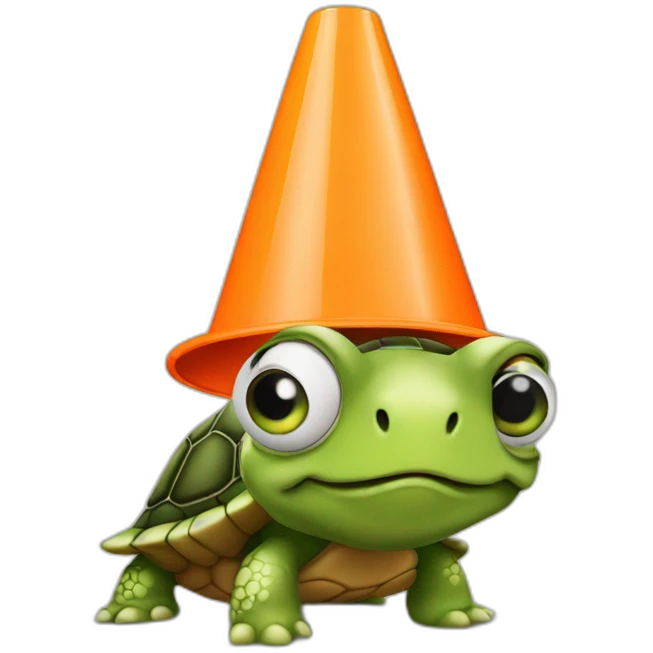 turtle wearing traffic cone on head emoji