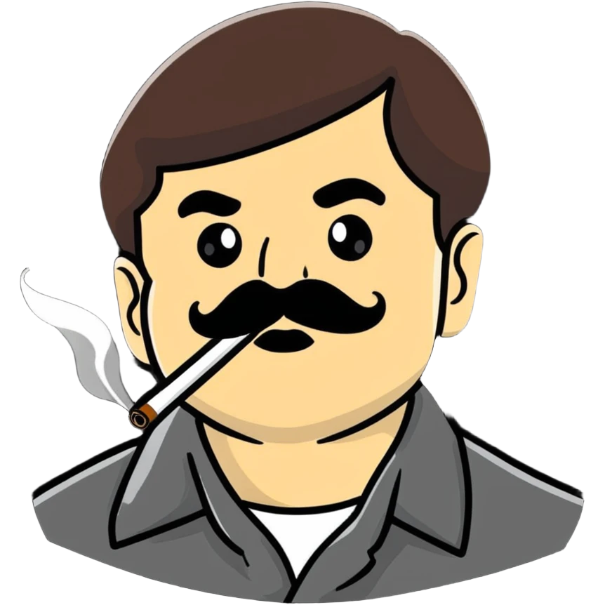 El Chapo drug lord with mustache smoking marijuana emoji