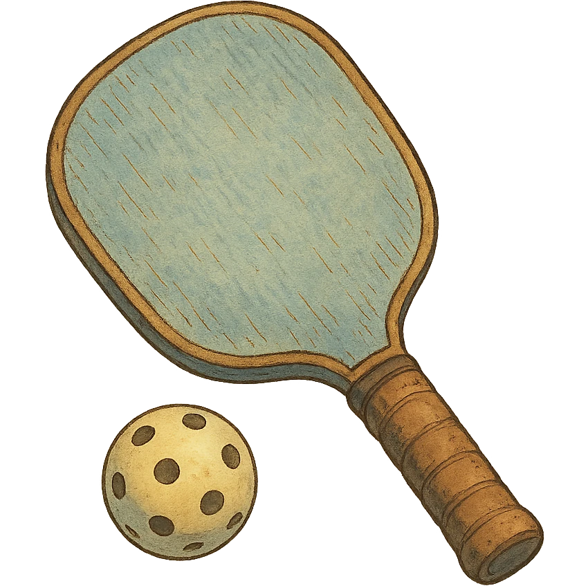 ghibli style pickleball paddle and ball emoji