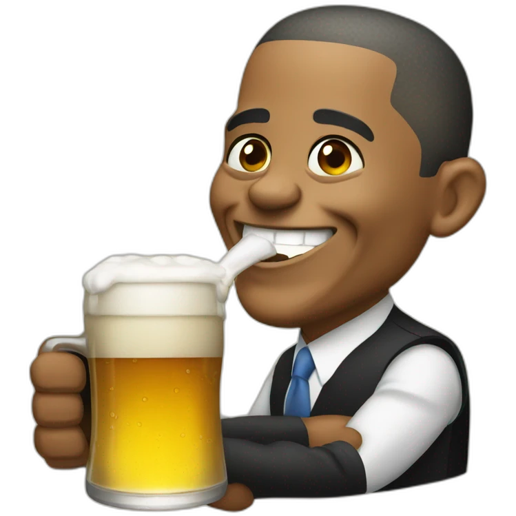 Obama drinking beer emoji