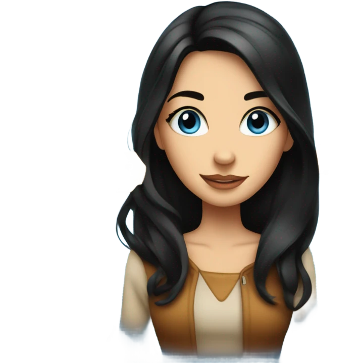 stunning blue eyed brunette girl with black hair surrounded by cheese emoji