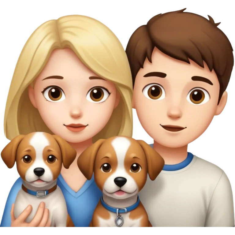 A boy and a girl with a dog emoji