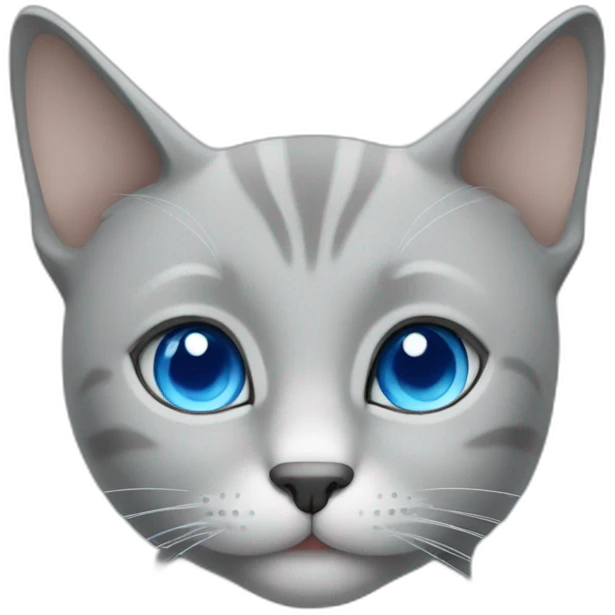 Grey cat with blue eyes emoji