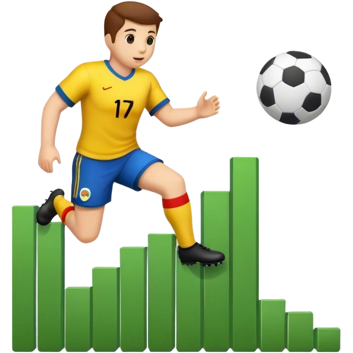 Cinematic realistic 3d growing football graph emoji