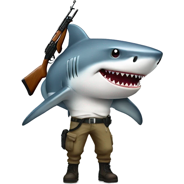 Shark with an ak-47 emoji
