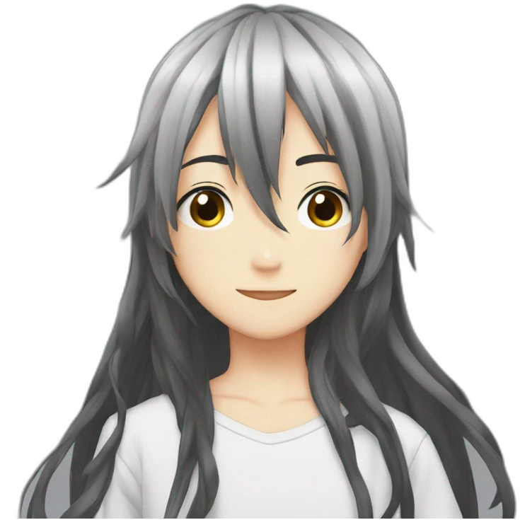 Anime boy black long hair emoji