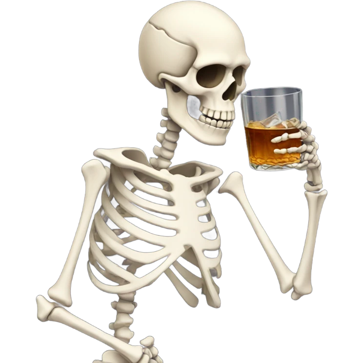 Skeleton drinking a whisky emoji