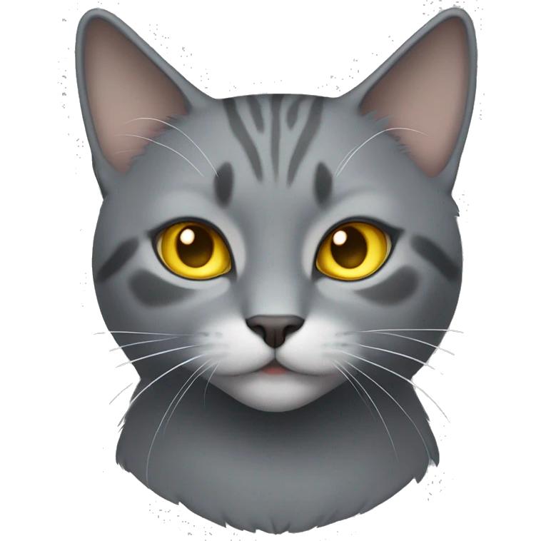 Gray cat with yellow eyes and a small white patch on chest emoji