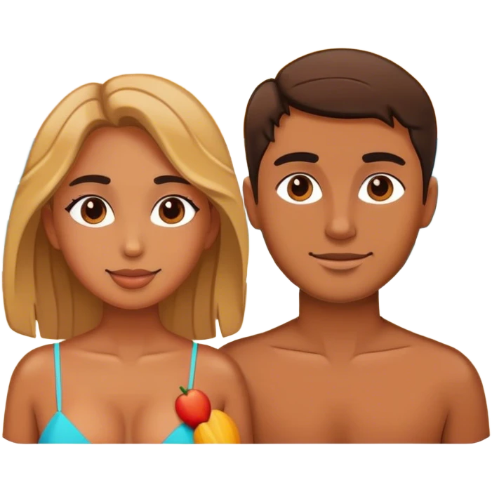 unos novios en la playa con atardecer  emoji
