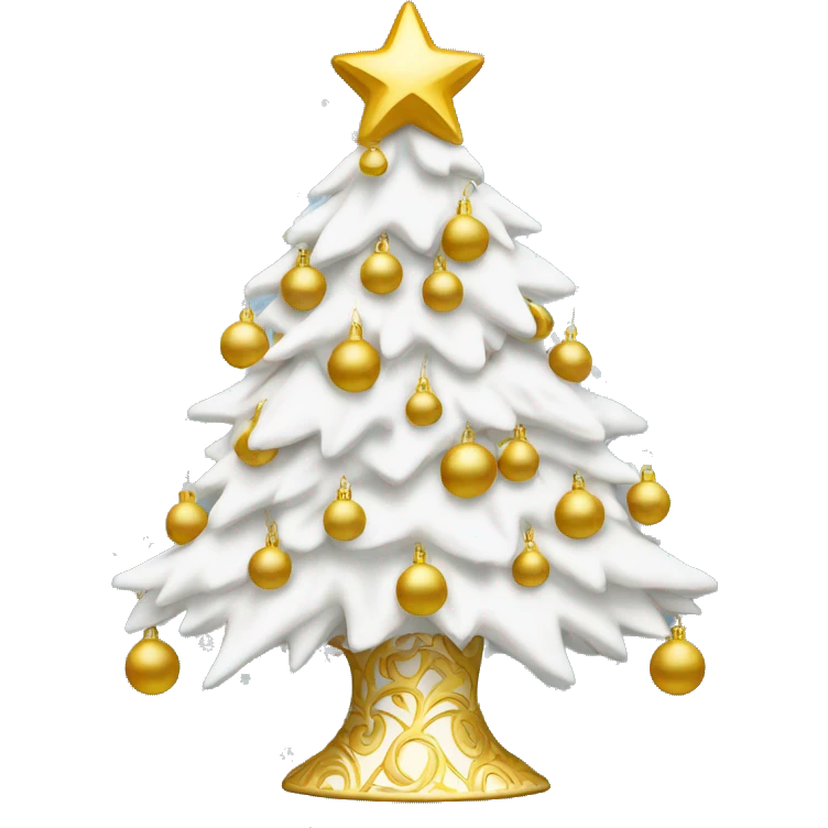 White Christmas tree with golden ornaments  emoji