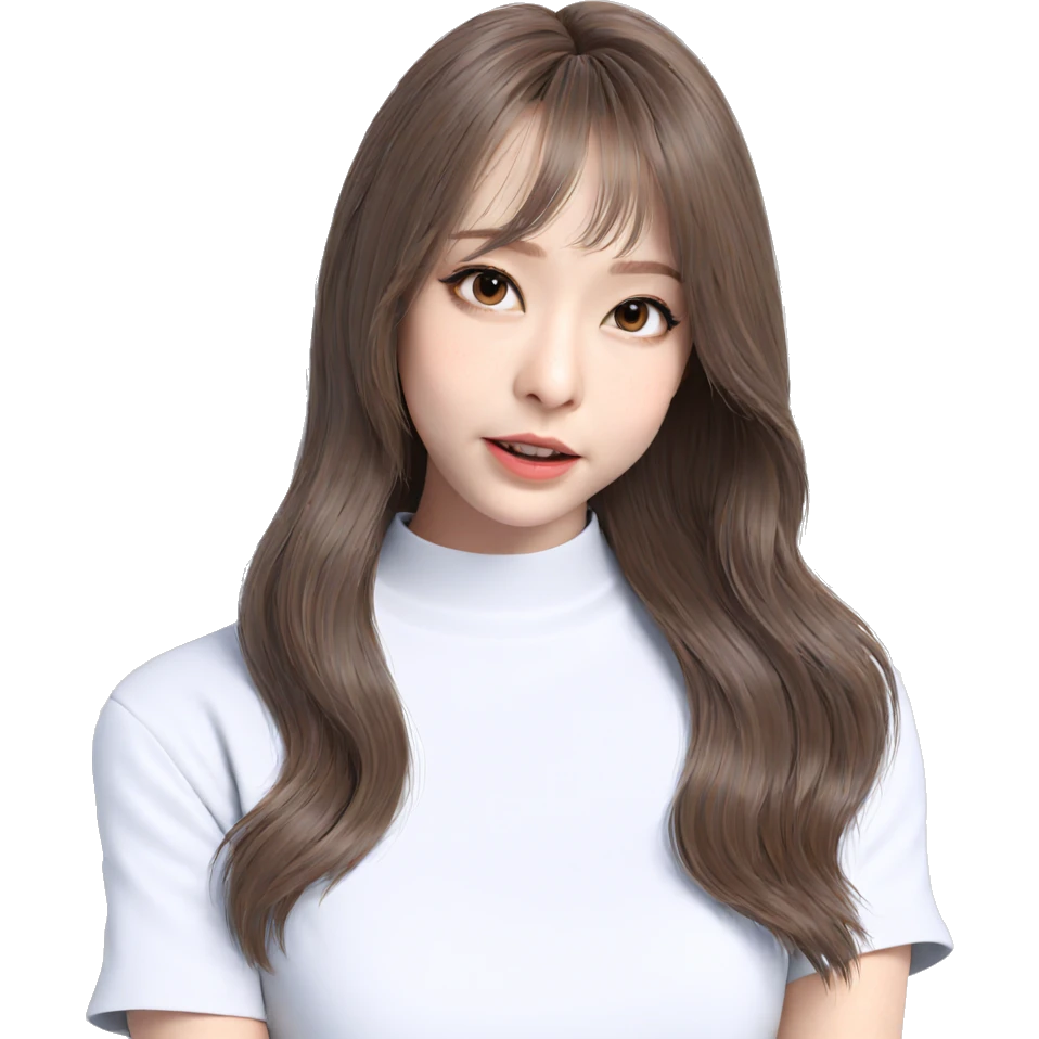 realistic girl with brown hair emoji