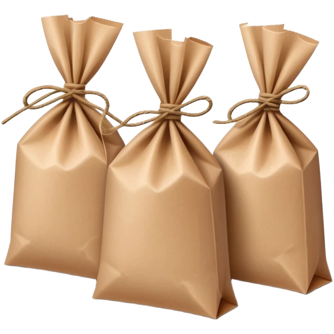 Three identical sealed packets or packages in a row emoji