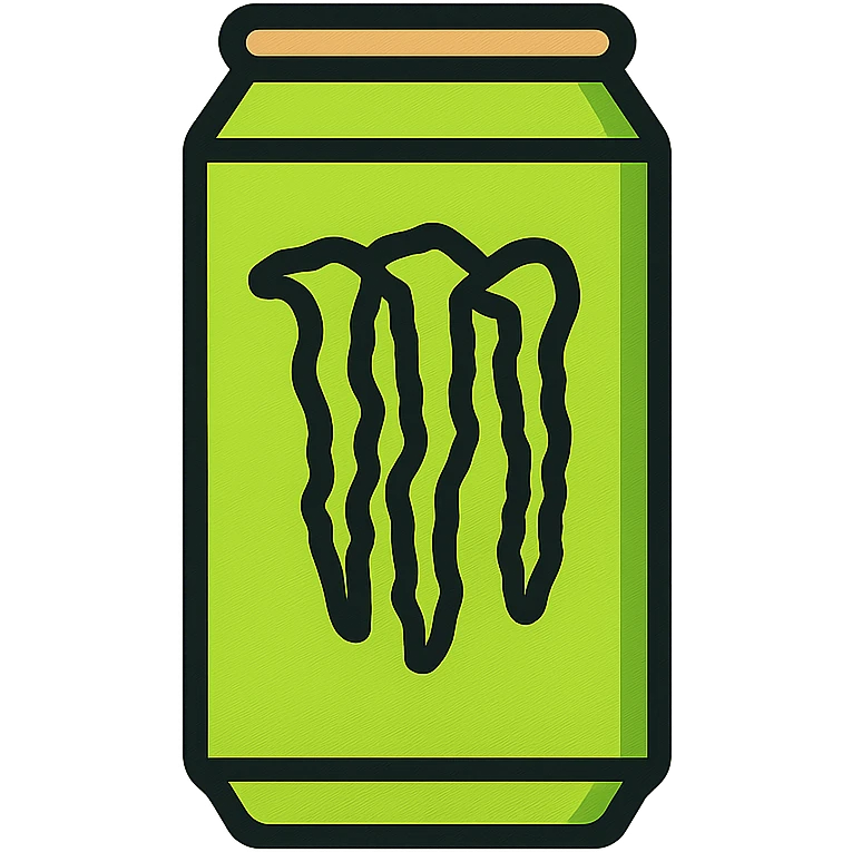 monster energy drink can, bold and dynamic, with neon green claw marks, modern icon style emoji