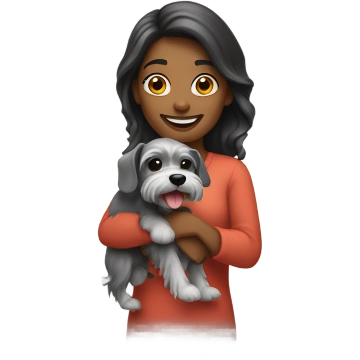 smiling woman with mini schnauzer  emoji